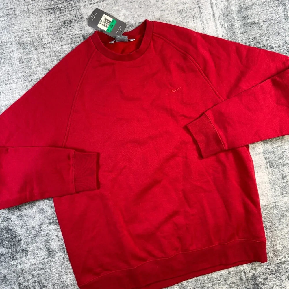 NEW Y2K Nike Sweatshirt Mens XL Red Crewneck Fleece Swoosh Silver Tag 2005 NOS